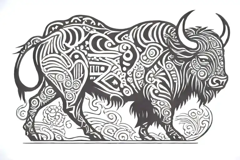 Buffalo tattoo with 716 tattoo design idea