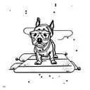 a mini pinscher dog that is wearing a ski mask and is pointing a pistol that looks like a cartoon line art tattoo line a tattoo design idea