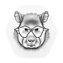 A mini tattoo of a capybara wearing geek glasses and a pocket protector tattoo design idea