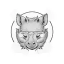 A mini tattoo of a capybara wearing geek glasses and a pocket protector tattoo design idea