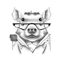 A mini tattoo of a capybara wearing geek glasses and a pocket protector tattoo design idea