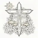 cross with holy trinity mixed together and the psalms 23 bible passage  tattoo design idea