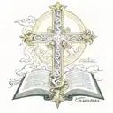 cross with holy trinity mixed together and the psalms 23 bible passage  tattoo design idea
