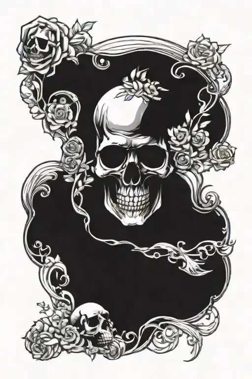 skull and death allegory tattoo design idea