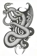 the angle numbers 111 on top under neath the name Baby Drakeo with a snake going threw it tattoo design idea