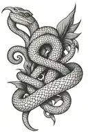 the angle numbers 111 on top under neath the name Baby Drakeo with a snake going threw it tattoo design idea