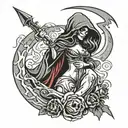 sexy grim reaper pinup tattoo design idea