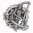 sexy grim reaper pinup tattoo design idea