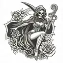 sexy grim reaper pinup tattoo design idea