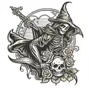 sexy grim reaper pinup tattoo design idea