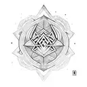 valknut symbol with forest background tattoo design idea