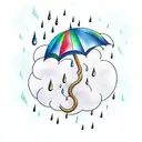 umbrella with cloud and rain and lightning  tattoo design idea