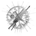 umbrella with rain and Sun and moon tattoo design idea