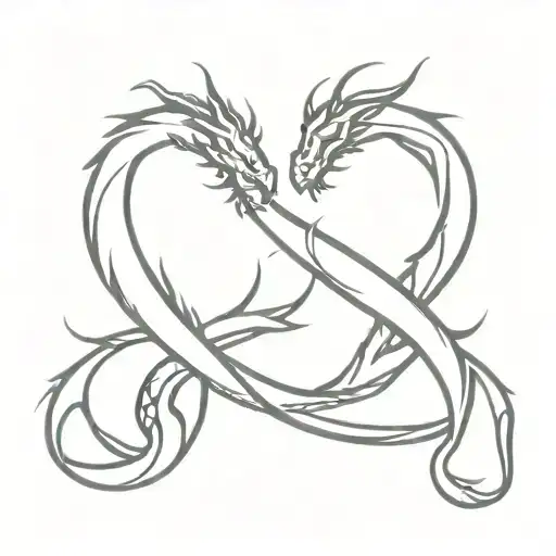 two intertwined lines that form the figure of two dragons, with minimal details to highlight the distinctive features tattoo design idea