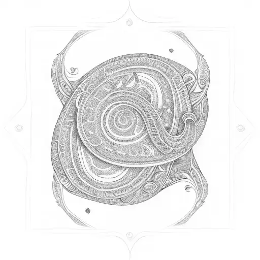 A paisley pattern made of musical notes tattoo design idea