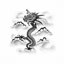 dragon red black on clouds tattoo design idea