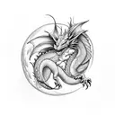 dragon red black on clouds tattoo design idea