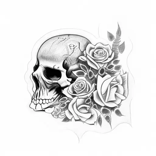 calavera con un gorro de lana  tattoo design idea