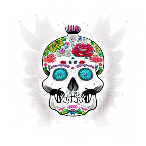 calavera con un gorro de lana  tattoo design idea