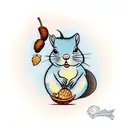 squirrel with acorn in a bag tattoo design idea
