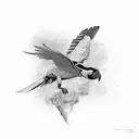 flying toucan skeleton with colourful beak  tattoo design idea