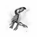 flying toucan skeleton with colourful beak  tattoo design idea