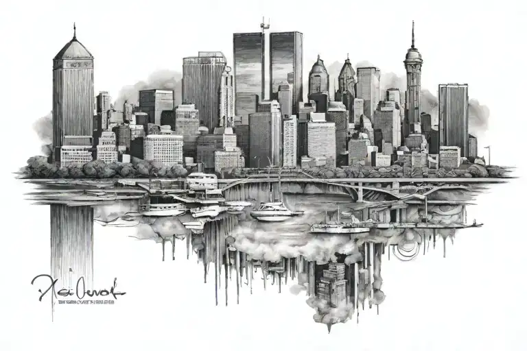 Newark New Jersey skyline tattoo tattoo design idea