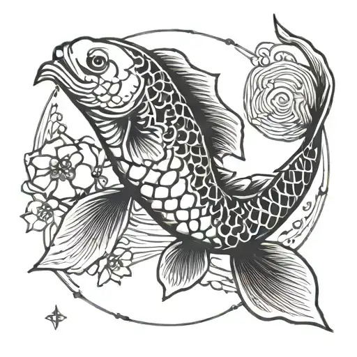 koi fish geometric design incorporating tattoo design idea