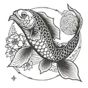 koi fish geometric design incorporating tattoo design idea