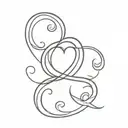 initials G & G with a heart tattoo design idea