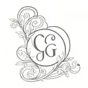 initials G & G with a heart tattoo design idea