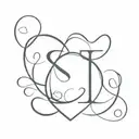 initials S with a heart tattoo design idea