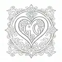 initials G & G with a heart tattoo design idea