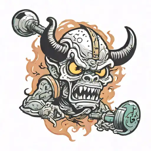 football player bog devil cursed eye tattoo design idea