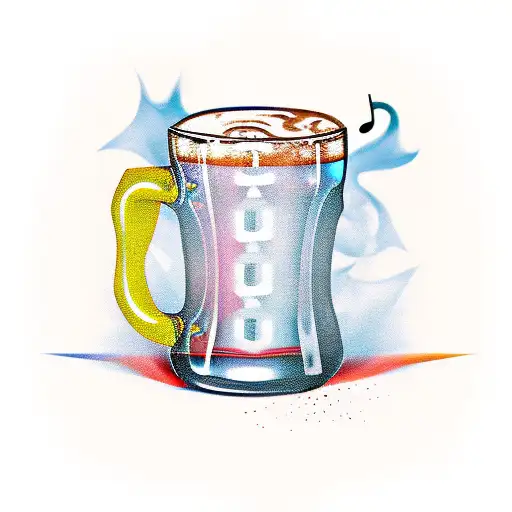 A new-school tattoo of a beer mug morphing into a vinyl record, blending the client's love for music and drinks tattoo design idea