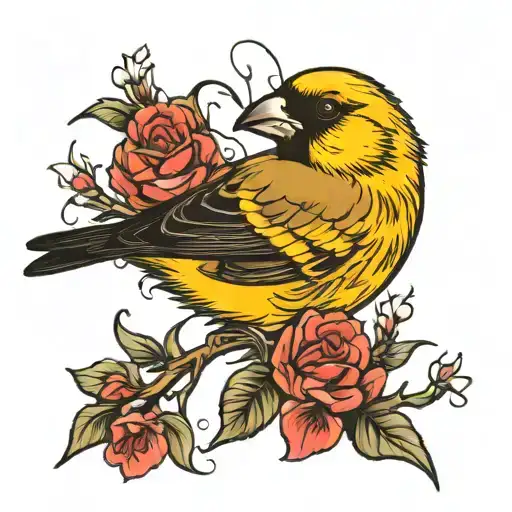 golden finch tattoo design idea