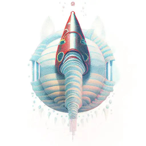 submarine nautilus under water tattoo design idea