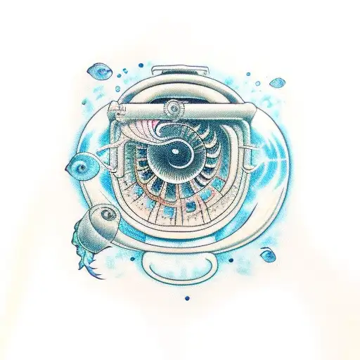 submarine nautilus under water tattoo design idea