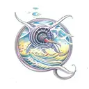 submarine nautilus under water tattoo design idea