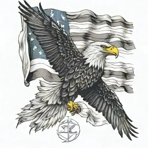 American flag with eagle soaring tattoo design idea