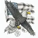 American flag with eagle soaring tattoo design idea