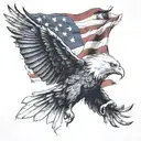 American flag with eagle soaring tattoo design idea