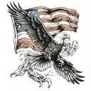 American flag with eagle soaring tattoo design idea