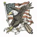 American flag with eagle soaring tattoo design idea