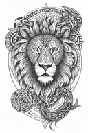mandala lion and snake tattoo design idea