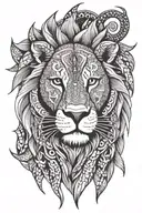 mandala lion and snake tattoo design idea