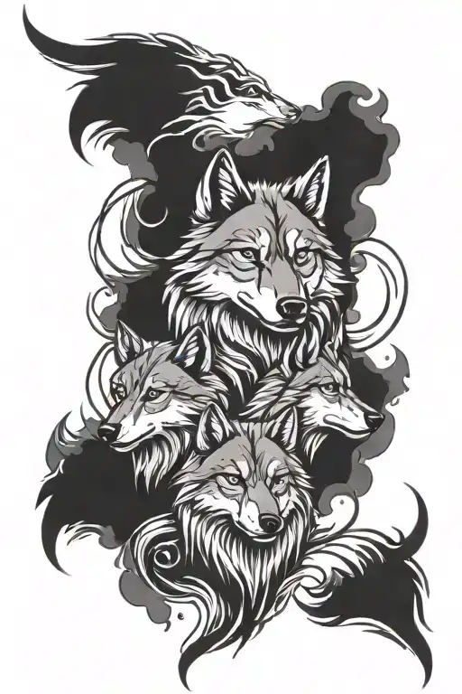 wolf father son  tattoo design idea