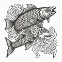 koi carp with gun tattoo design idea