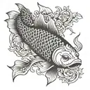 koi carp with gun tattoo design idea