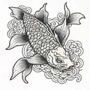 koi carp with gun tattoo design idea